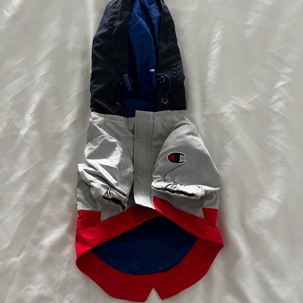 CHAMPION DOG RAINCOAT RED, GRAY AND BLUE (SMALL)